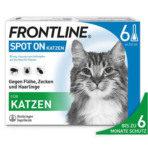 FRONTLINE SPOT-ON gegen Zecken, Flöhe und Haarlinge für Katzen<sup> 6</sup>  6 St