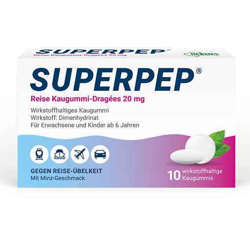 SUPERPEP Reise Kaugummi Dragees 20 mg* 10 St